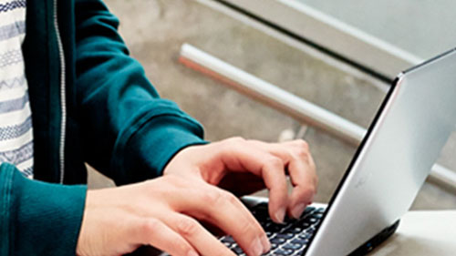 Person typing in Laptop