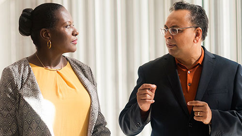 Two people looking at each other