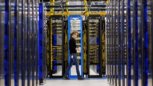 Person walking in data center