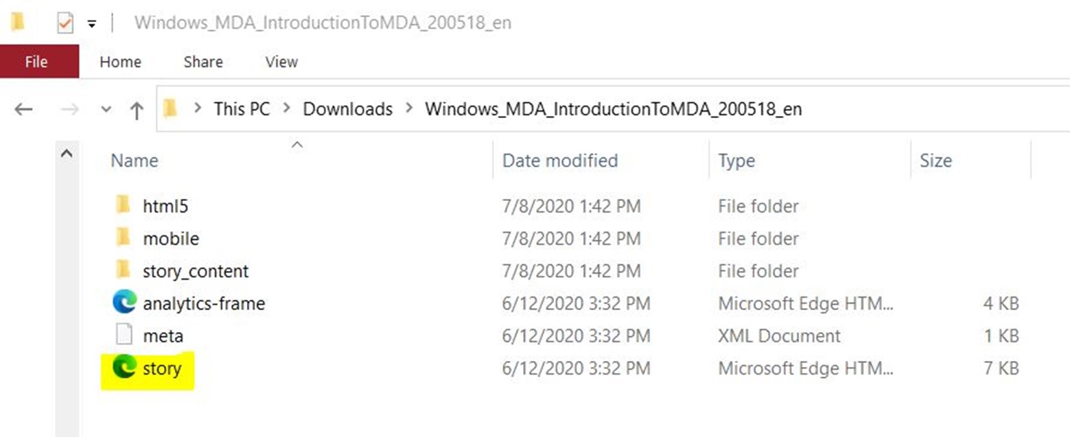 Windows file viewer showing Windows_MDA_IntroductionToMDA_200518_en folder