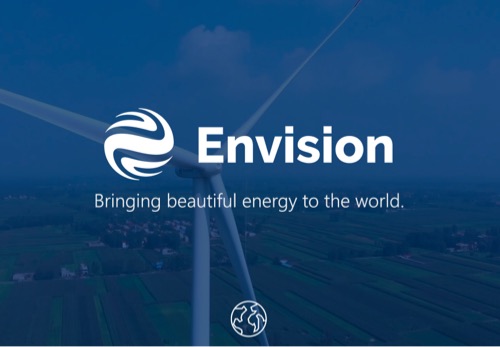 Image of a wind turbine with the Envision logo