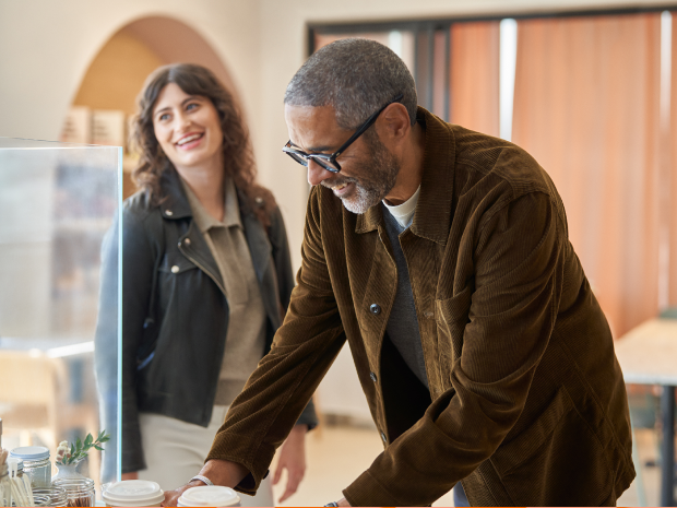 Colleagues working at a cafe.