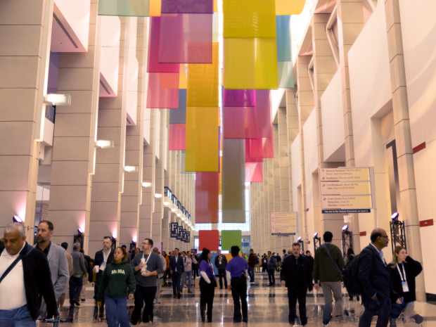 Microsoft Ignite attendees walking