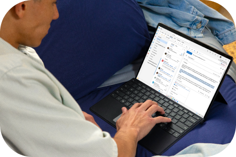 Person working on a laptop.