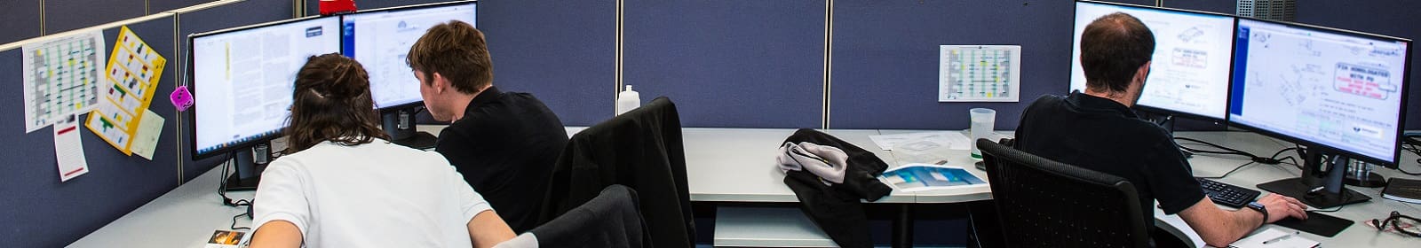 Engineers work in an office