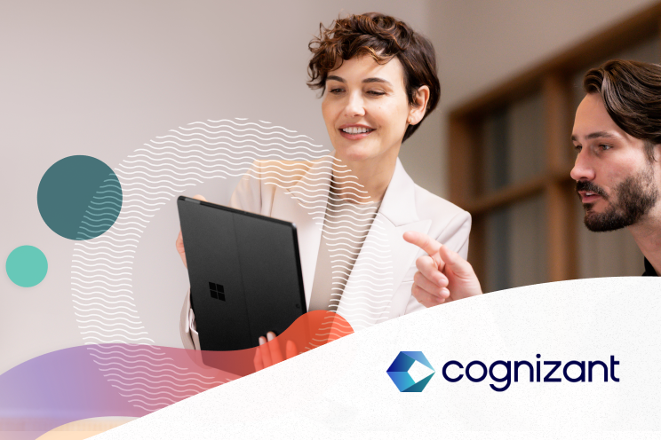 People working on a tablet computer.