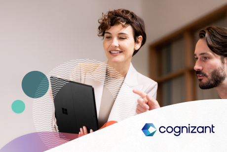 People working on a tablet computer.