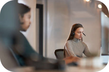 People working at a call center.