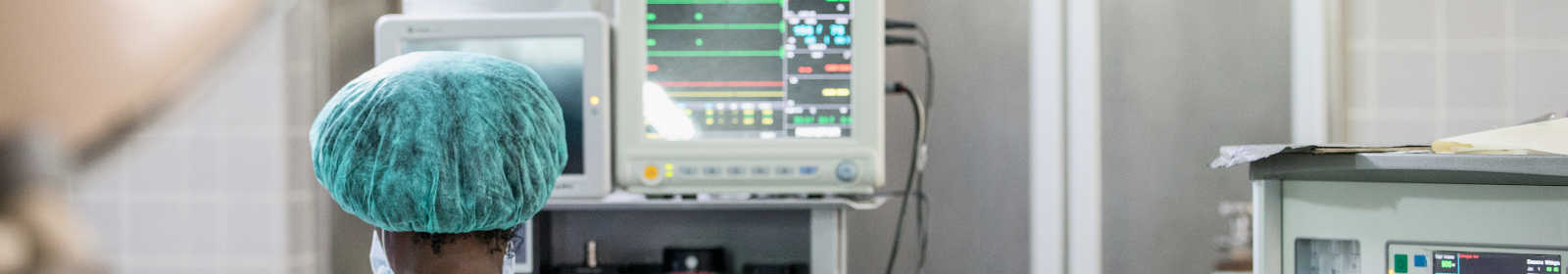 Researcher working in a hospital