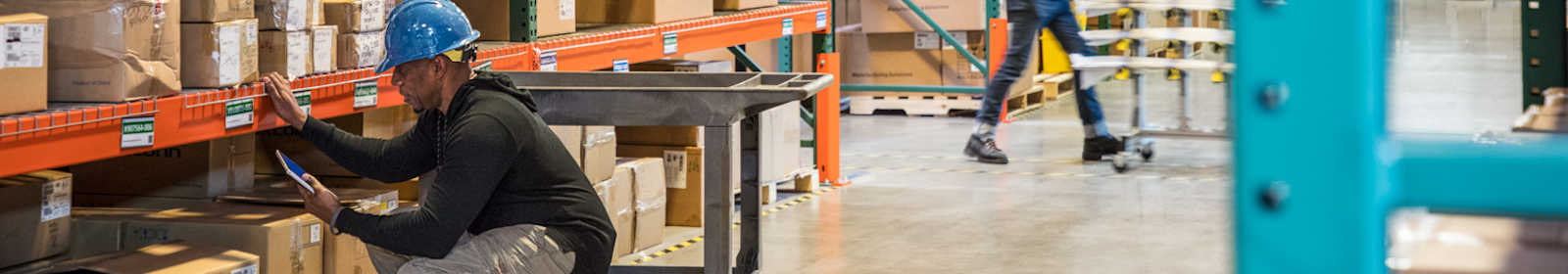 A man in a warehouse