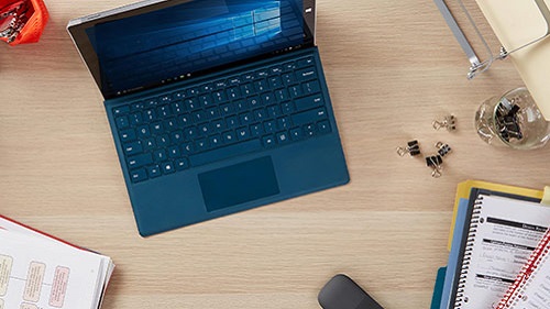 top view of office desk