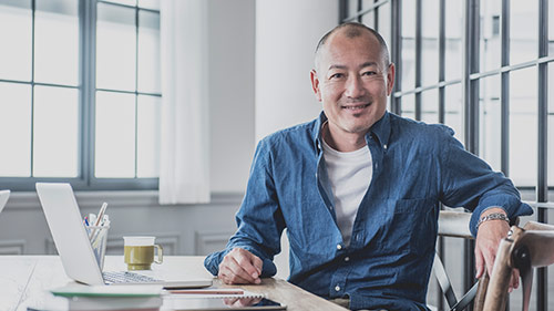 man sitting in office