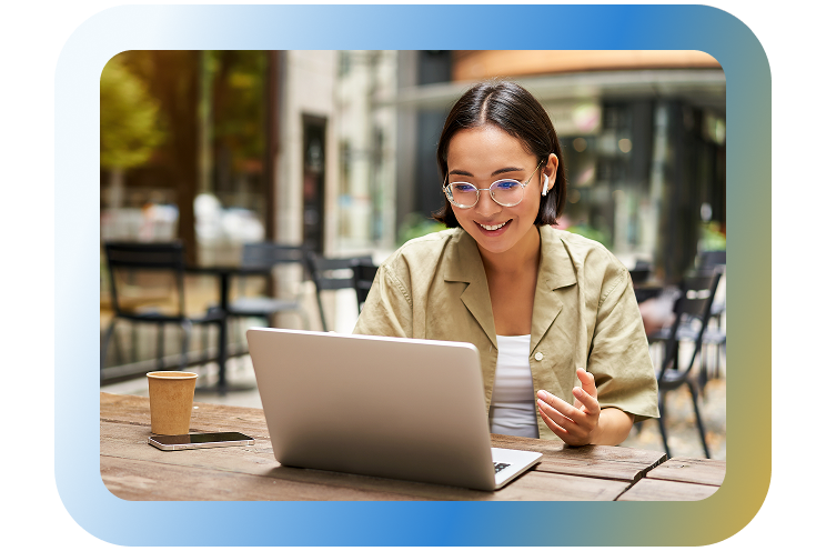 Person looking at a laptop.
