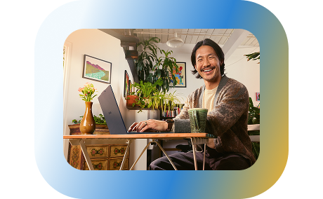 Person working on a laptop at home.