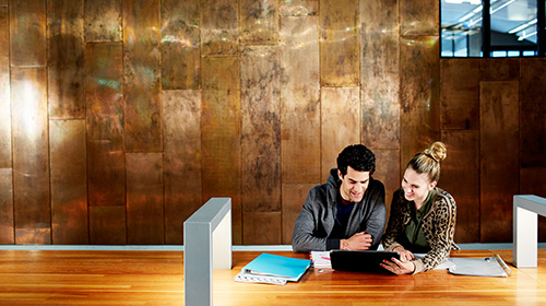 Introductory benefits: Two people in a meeting