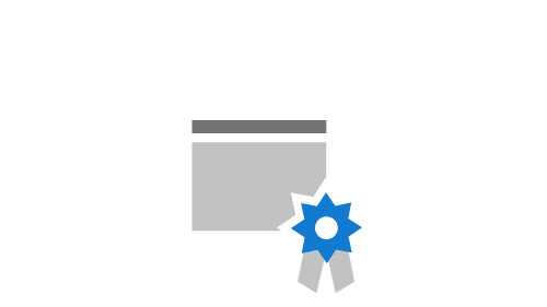 Icon of browser window with blue ribbon