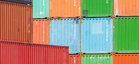 Several stacked shipping containers