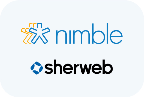 The logos for company Nimble and company Sherweb