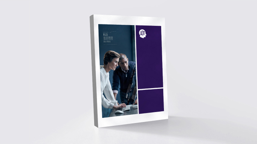 Purple and blue textbook with a man and woman