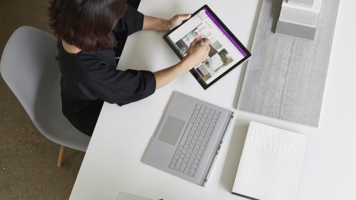 person working on device