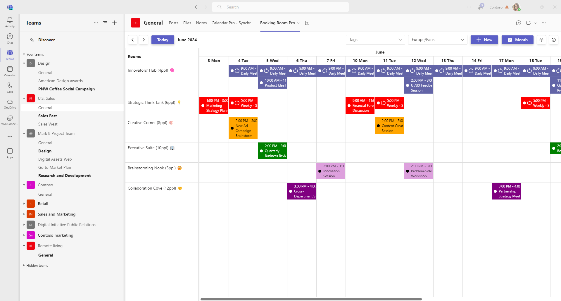 A screenshot of the Booking Room Pro app shows the availability of a variety of office spaces.